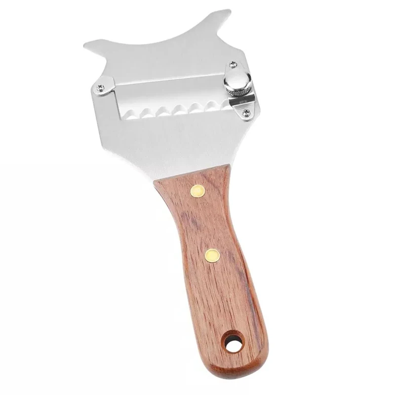 

Hot Stainless Steel Truffle Cheese Slicer Butter Cutter Chocolate Wavy Shaver Blade Dessert Knife With Wood Handle Kitchen Tools