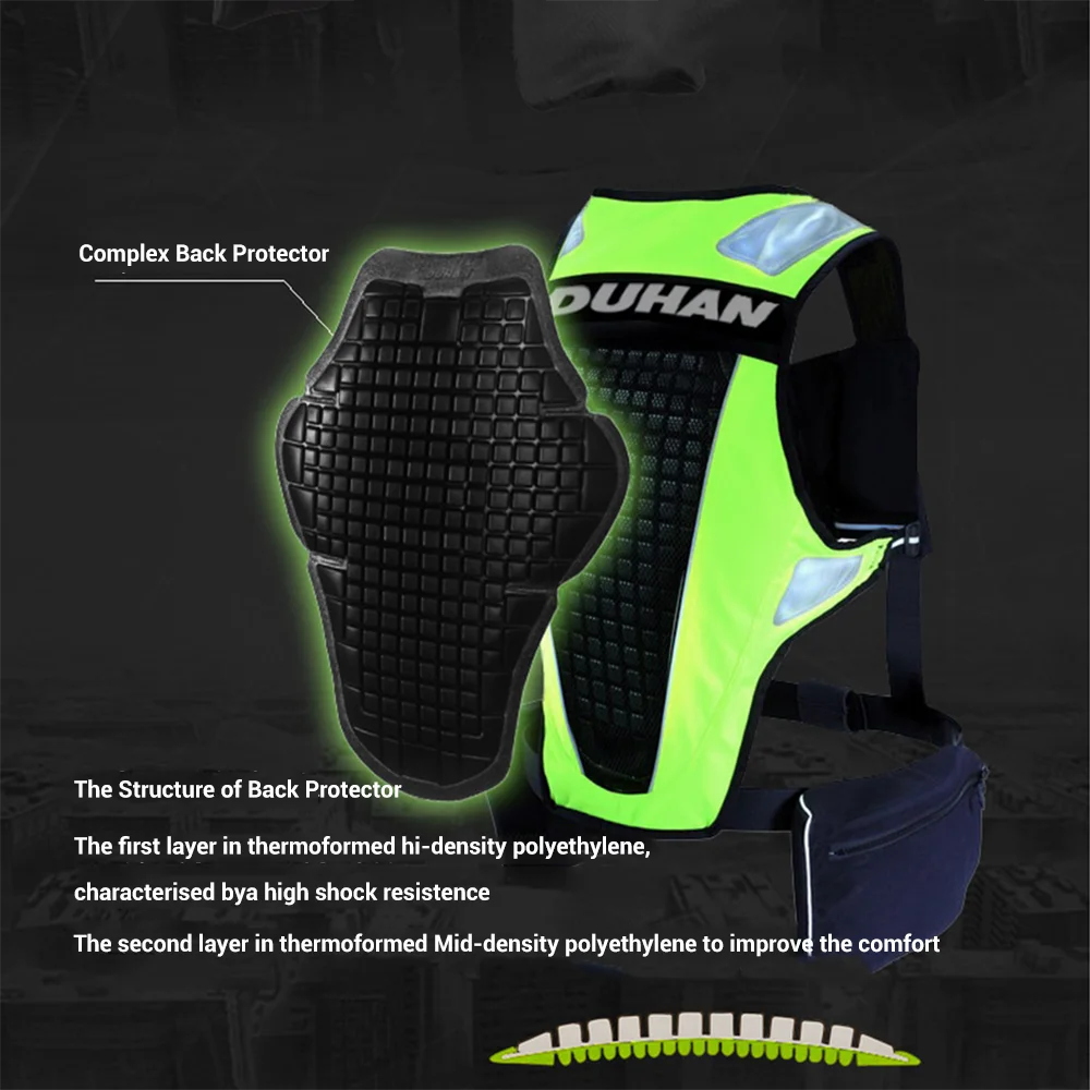 DUHAN мотоциклетный жилет светоотражающий для мотокросса с защитой на спине
