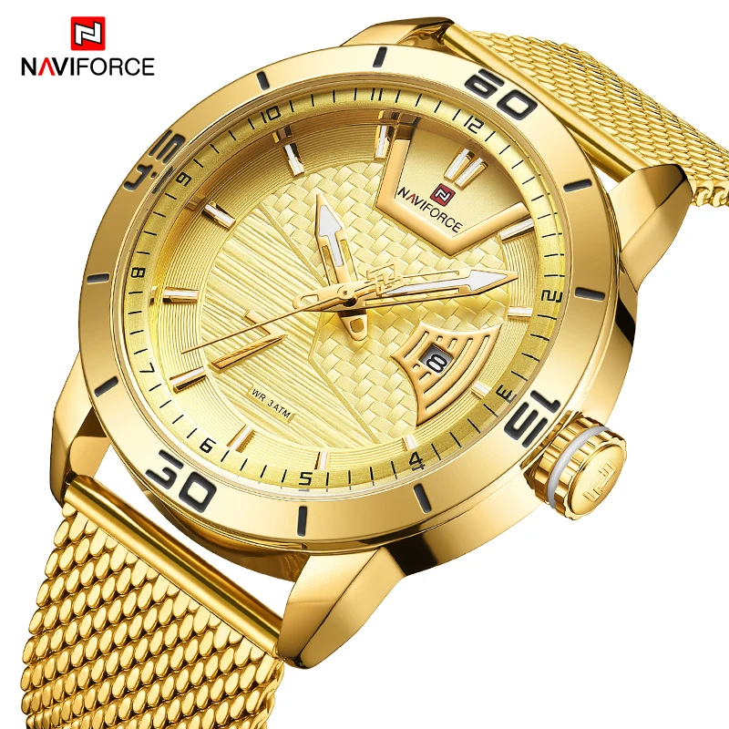 Часы наручные NAVIFORCE мужские из нержавеющей стали люксовые брендовые модные