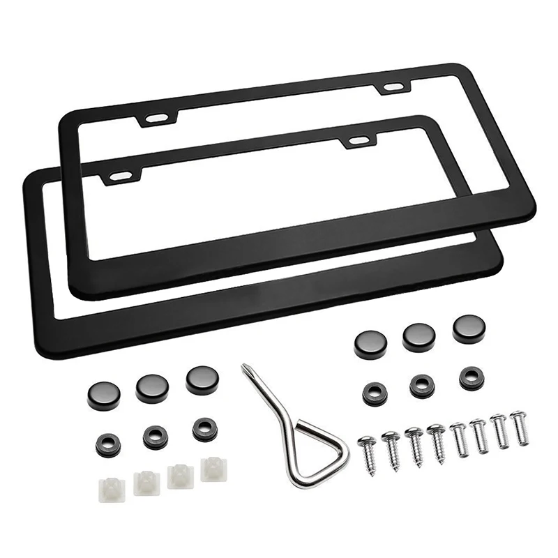 

With Screws Stainless Steel Car Auto License Plate Frame Covers Kit For Auto Truck Vehicles Only For American Canada Car New