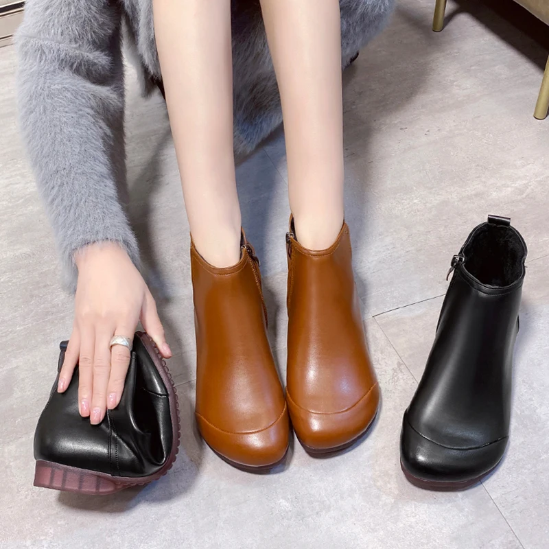 

Ботинки женские зимние из искусственной кожи, на молнии, Размеры 35-40