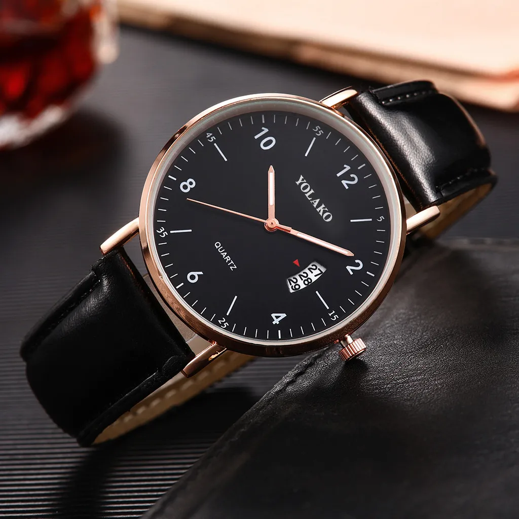

Cassic Style Men Watch Roman Numerals Dial Male Casual Quartz Wristwatches Leather Strap Clock Gift Metting Montre Homme@50