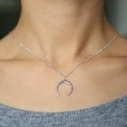 Женское ожерелье из серебра 100% пробы с блестящей подвеской в виде Луны, цепочка из серебра 925 пробы с золотистого цвета луна