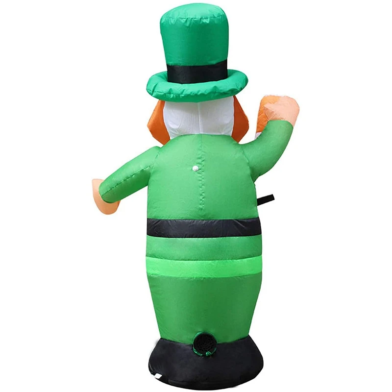 

St Patricks Day Inflatable Leprechaun Holding Shamrock and Beer Lucky Indoor Outdoor Lawn Yard Decoration with EU Plug