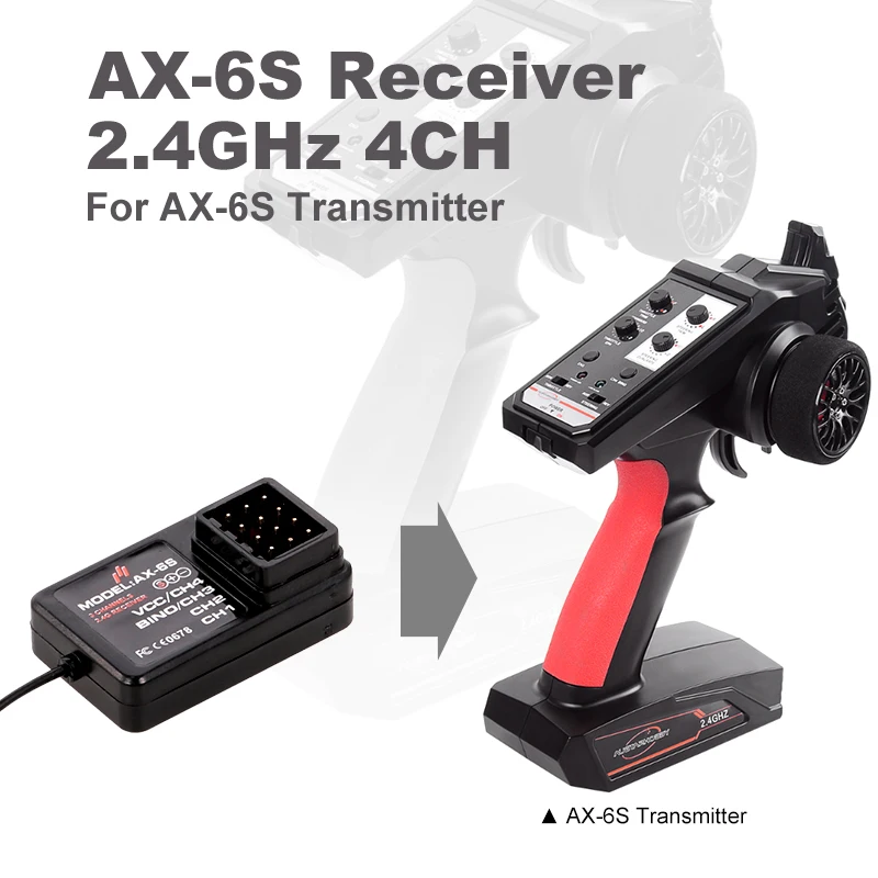

AUSTAR AX-6S Transmitter 2.4G 4CH Receiver for AX-6S Transmitter RC Q65 MN90 1/10 1/8 Crawler TRX4 Axial SCX10 D90 RC Car