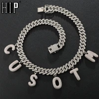 hip hop a z custom bubble letter with 13mm full iced out prong cuban chain bling rapper necklaces for men women jewelry