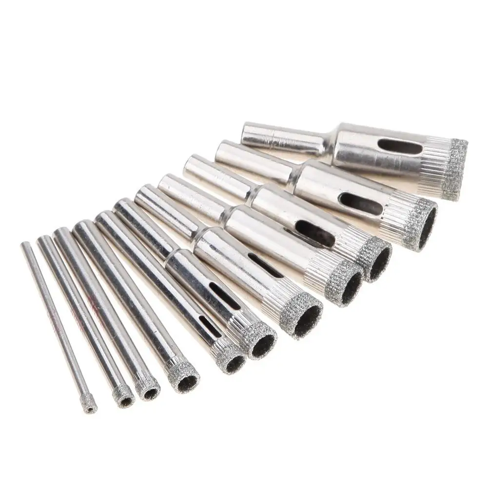 

10Pcs/set 3-14MM Diamond Coated Core Hole Saw Drill Bit Set Home Tools