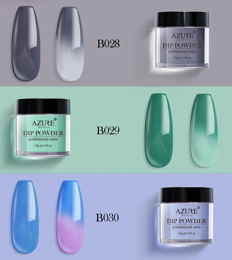 Azure Beauty 13Pcs/Lot Shiny Gradient Color Dipping Powder Chameleon Sequins Nail Powder Natural Dry Nail Art Brush Tools Set