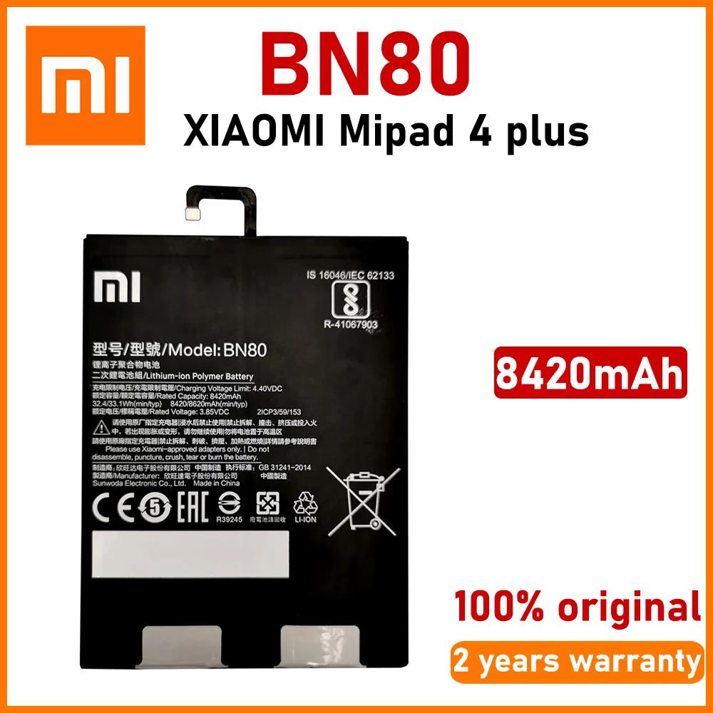 

Xiao Mi New 100% Original BN80 8420mAh For Xiaomi Pad 4 Plus Mipad 4 plus Tablet 4 plus Batteria Batteries With tracking number