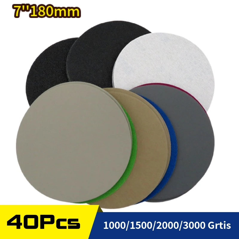 

40 шт., 7-дюймовые шлифовальные диски, зернистость 1000/1500/2000/3000