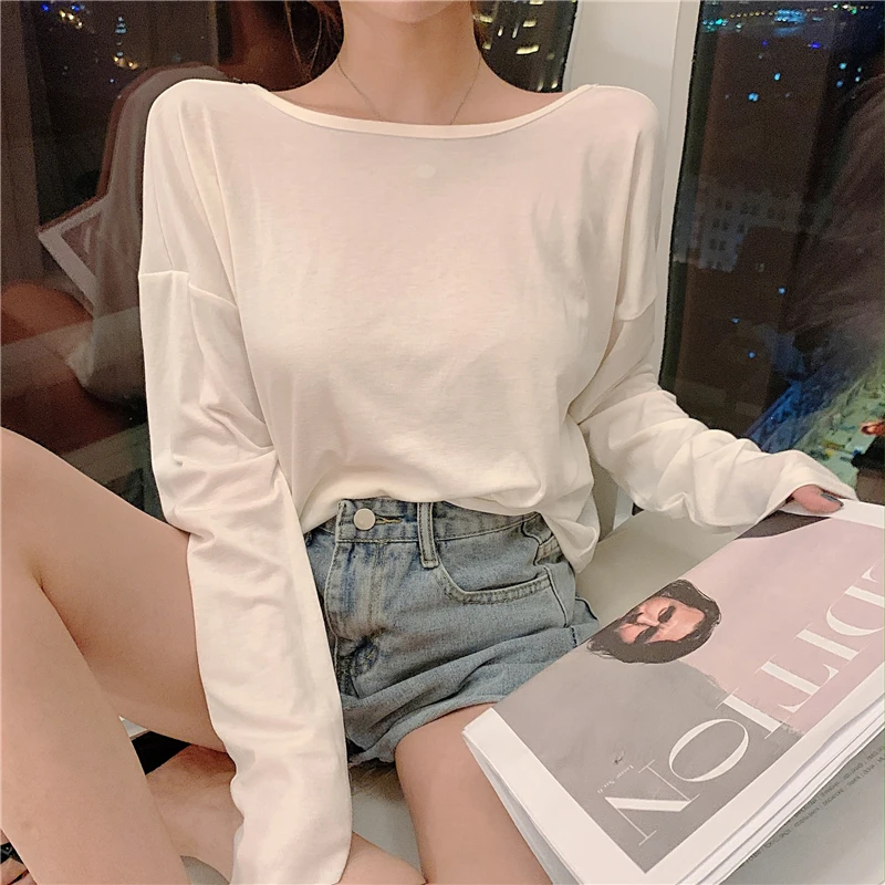 

2021 Fashion Hong Kong Style Sexy Twisted Bare Back Ins Trendy Long Sleeve Ice Silk Sun Protection Top Clothes for Women Summer