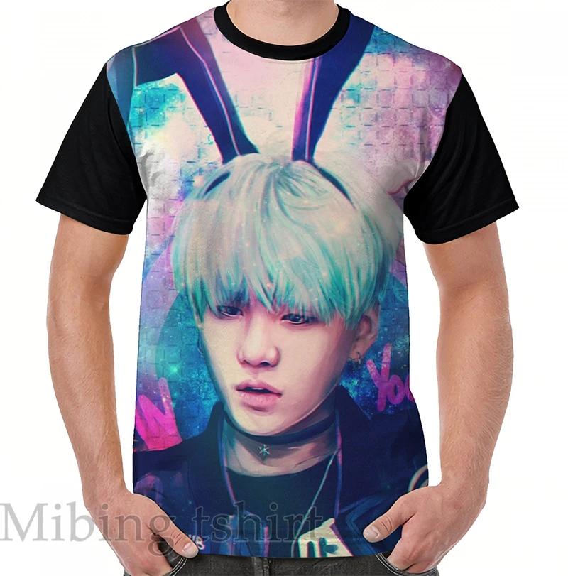 Футболка yoongi с забавным принтом для мужчин и женщин повседневный топ круглым