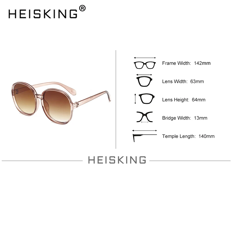 HEISKING Luxury Vintage Round Sunglasses Women Oversized Female Sun Glasses Gradient Fashion Brand Eyewear Ladies 2021 Retro | Аксессуары