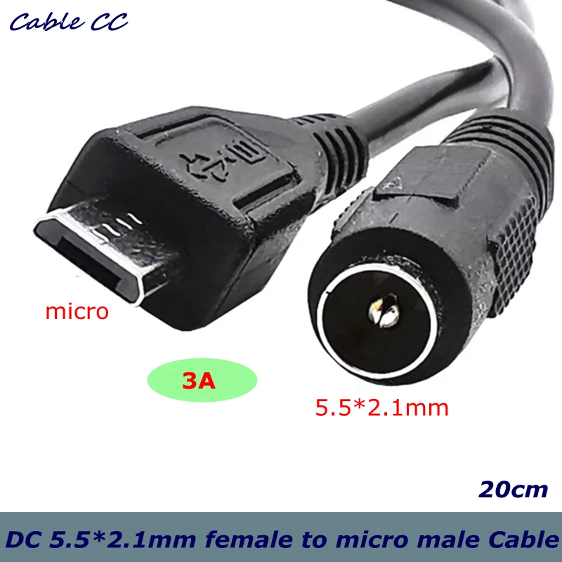 Удлинитель питания постоянного тока на micro USB 5 pin 22AWG 3 А 20 см мм x 2 1 мм|Компьютерные