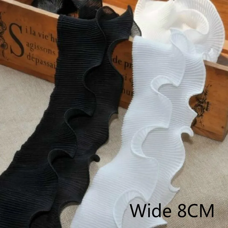 

8 см широкие современные плиссированные шифоновые эластичные кружевные оборки ошейник для платья обеспечивают очищенную ленту 3d Цветы выш...