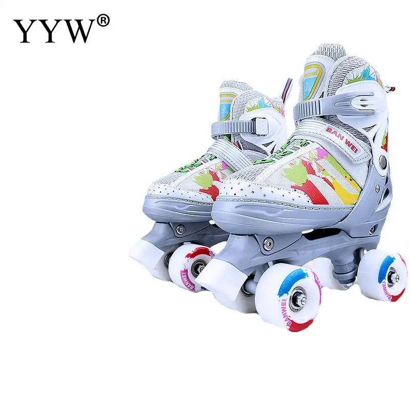 Adjustable Inline Skating Rollers With 4 Wheels Shoes For Kids Boys Girls Breathable Sneakers Roller Skates Childrens' Gift