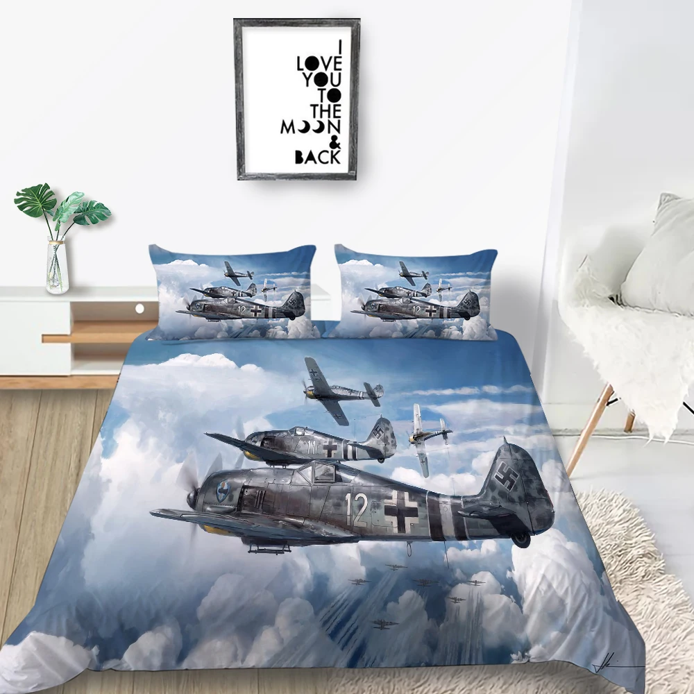 

Combat Aircraft Bedding Set War Fashionable 3D Duvet Cover Blue Sky Queen King Twin Full Single Double Unique Design Bed Set