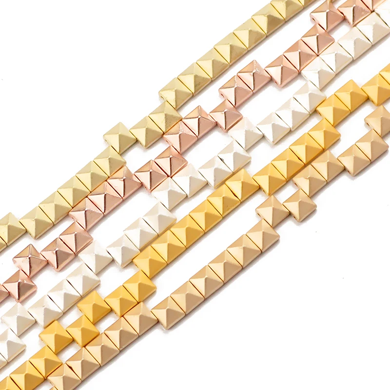 JHNBY матовая квадратная Пирамида золотого гематита натуральный камень 6 мм