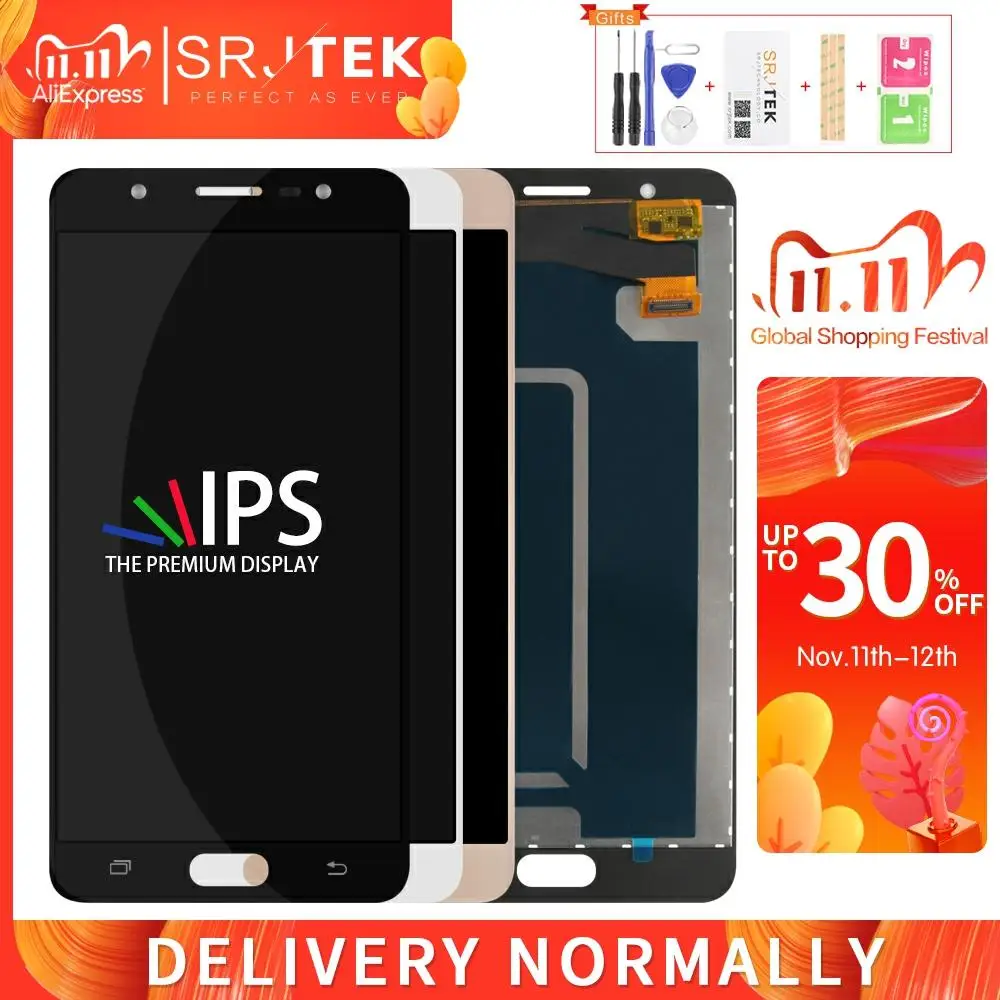 ЖК дисплей AMOLED/TFT для Samsung Galaxy J7 Max G615 сенсорный дигитайзер сенсорное стекло в