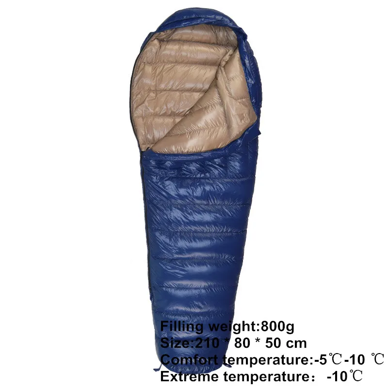 navy blue Khaki 800g Зимние Пуховые спальные мешки для мам, 400 г, 600 г, 800 г, 1000 г, утиный пух, сохраняющий тепло, сверхлегкие, для отдыха на природе, кемпинга, путешествий, альпинизма, Euipment - Цвет: navy blue Khaki 800g