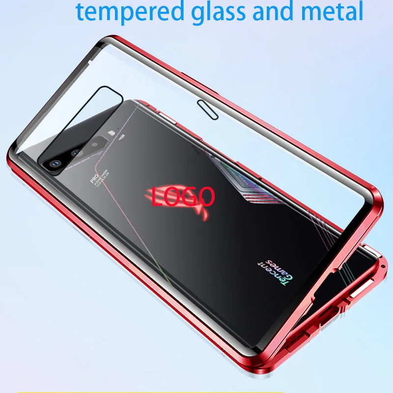 Magnetic Adsorption dual side Case For ASUS ROG 3 ROG3 ROG5 Phone Metal Frame Clear Tempered Glass Cover rog3 Cases | Мобильные