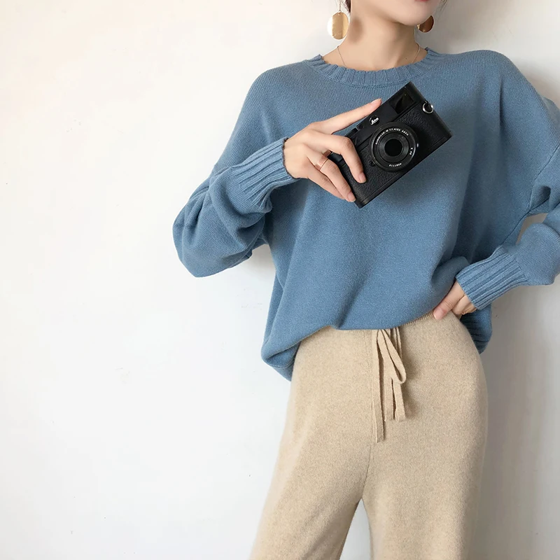 Новинка 2021 осенний и зимний свитер Женский пуловер с круглым вырезом вязаный