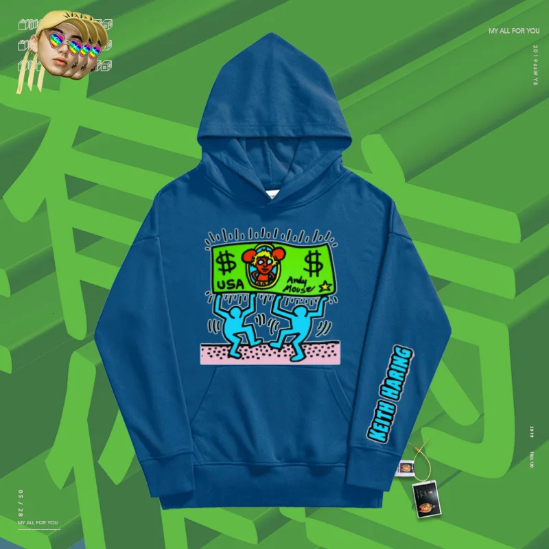 Осенняя одежда свитер шалость хип хоп классический свободный балахон Кит Харинг