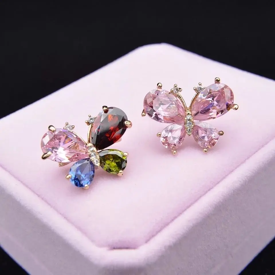 Новый Стиль Синий Циркон бриллиант бабочка булавка для воротника в форме модная