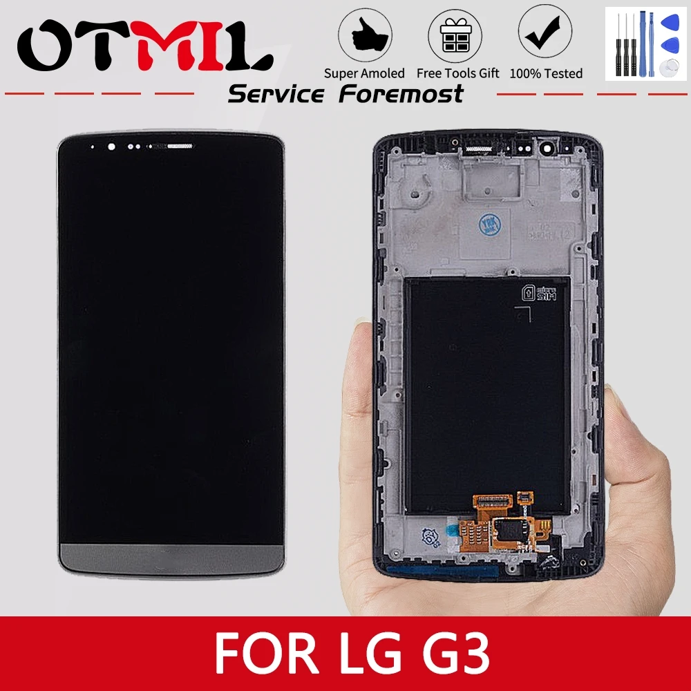 

Оригинальный ЖК-дисплей 5,5 дюйма для LG G3, сенсорный экран с рамкой, дигитайзер для замены дисплея LG G3, дисплей D850 D851 D855 VS985