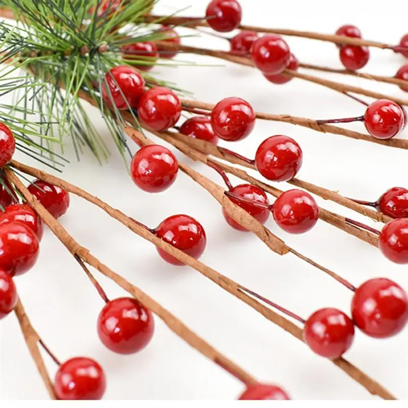 6 шт. красный смешанный искусственный цветок вишневые ягоды с тычинками Набор DIY