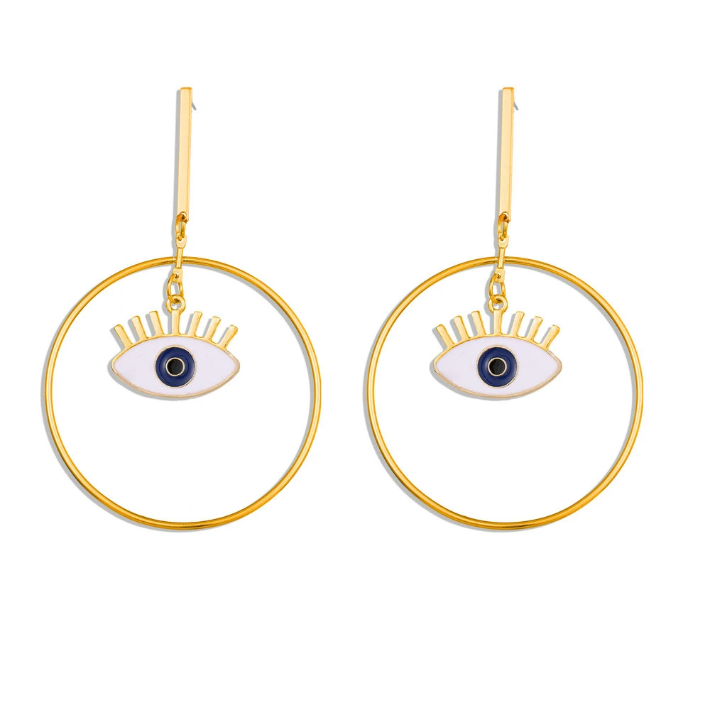 New Boho Fashion Gold Faux Pearl Eyes Mouth Heart Shaped Geometry Pendant Earrings For Women Vintage Earring Jewelry Party Gift | Украшения