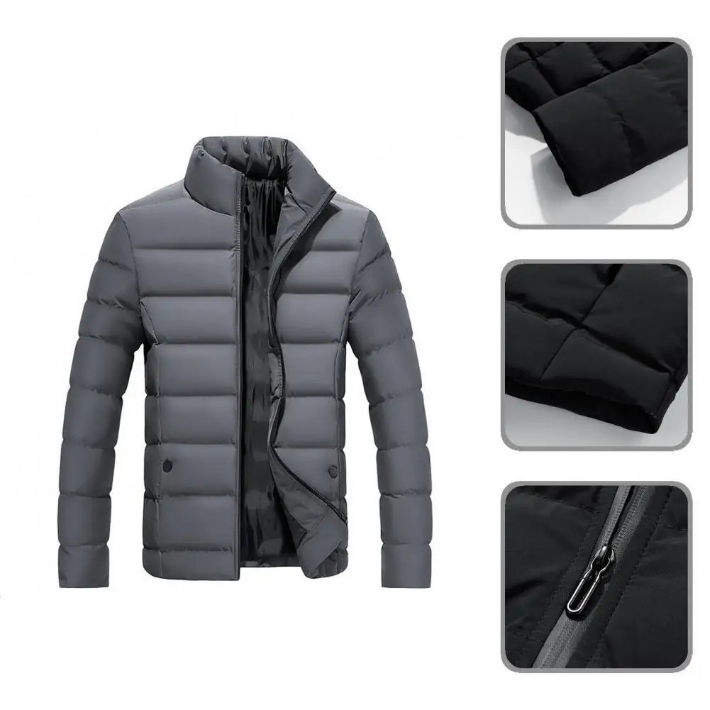 

Male Coat Stand-up Collar Anti-pilling Zipper Design Not Easy to Wrinkle Male Coat Winter Coat for Office