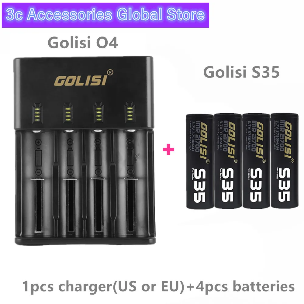 Golisi 4 шт. S35 IMR 21700 3750 мАч 40 А E CIG перезаряжаемая батарея VAPE с O4