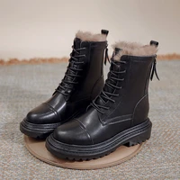 boots children 2022 winter snow boots women plus velvet warm cotton shoes non slip locomotive shoes bread shoes frosted leather