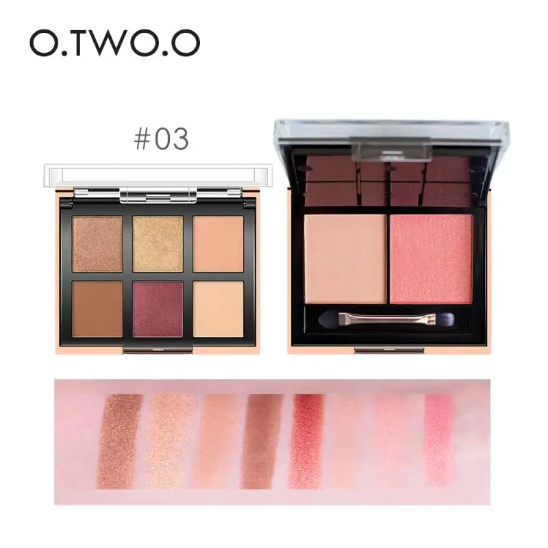 O.TW O.O 2 слоя 6 цветов матовые блестящие тени для век Палитра + вида румяна хайлайтер