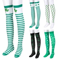 hot white green party costumes irish festival clover stockings st patricks day over knee socks