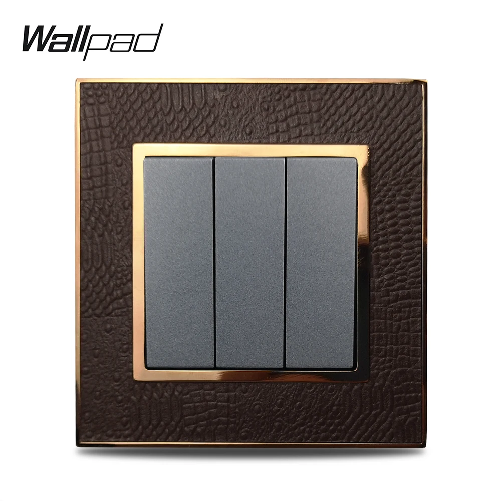 Wallpad L1Gold рамка 3 банды 1 способ 2 пути настенный светильник автомобильный с клавишным переключателем мгновенный промежуточный переключатель кожаная панель