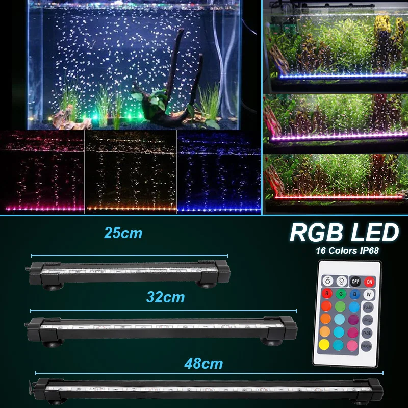 Цветная (RGB) светодиодный аквариумный светильник воздушный пузырь лампа