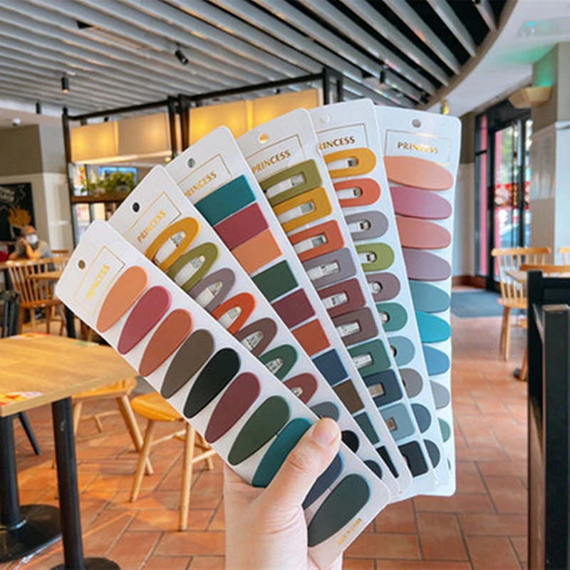 

10Pcs/pack Simple candy color Geometric Hairpins Women Barrette Hairgrips hair clips for girls