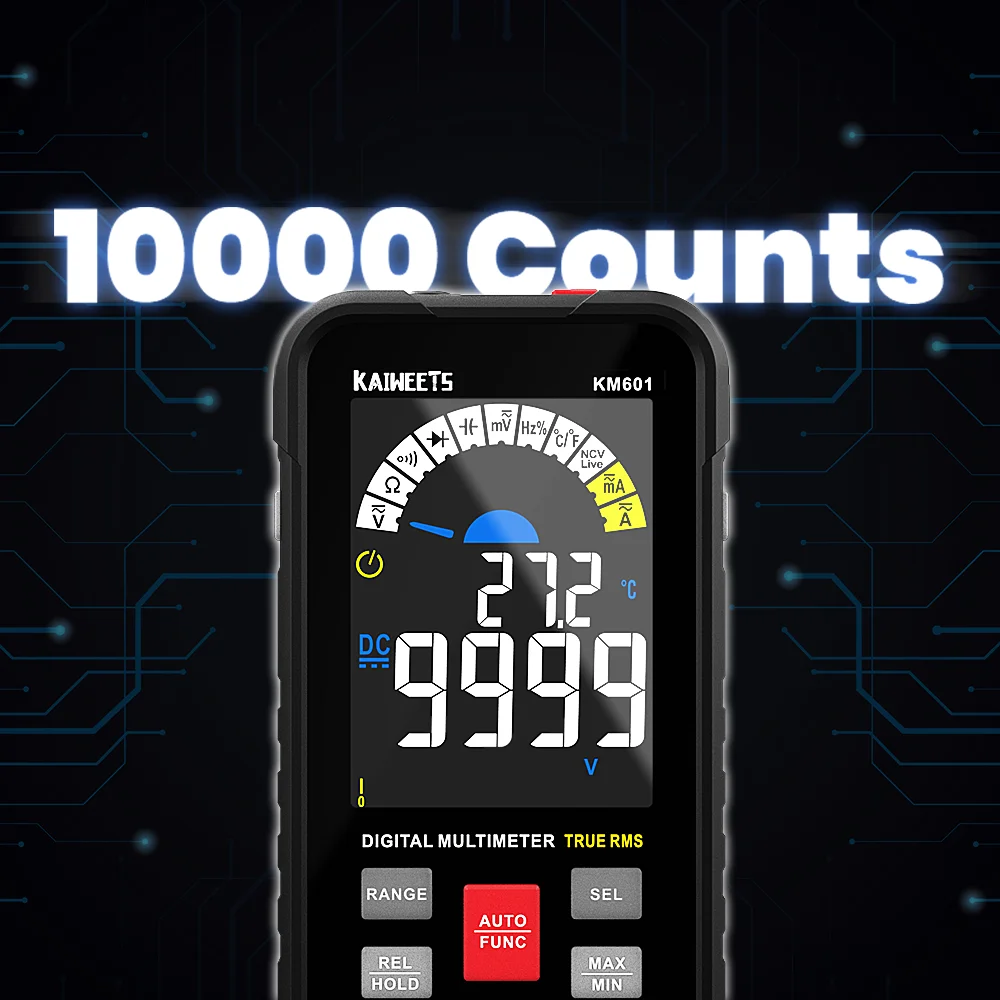 Цифровой мультиметр KAIWEETS KM601 9999 отсчетов умный автоматический диапазон 1000 В 10 А