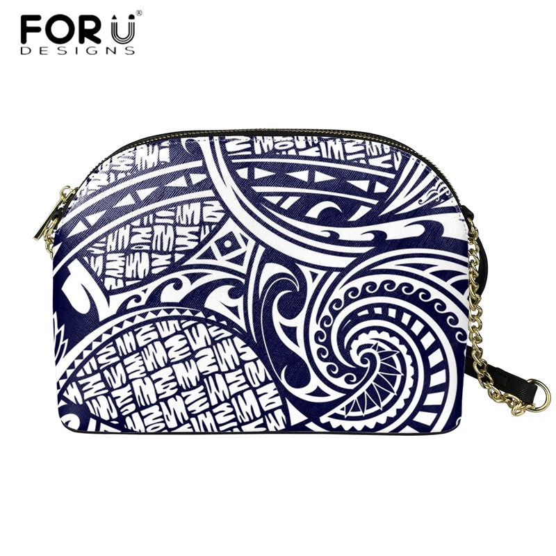 

FORUDESIGNS Maori Samoa Style Shoulder Bags Women Polynesia Print PU Leather Messenger Bag Brand Design Shell Bag for Teen Girls