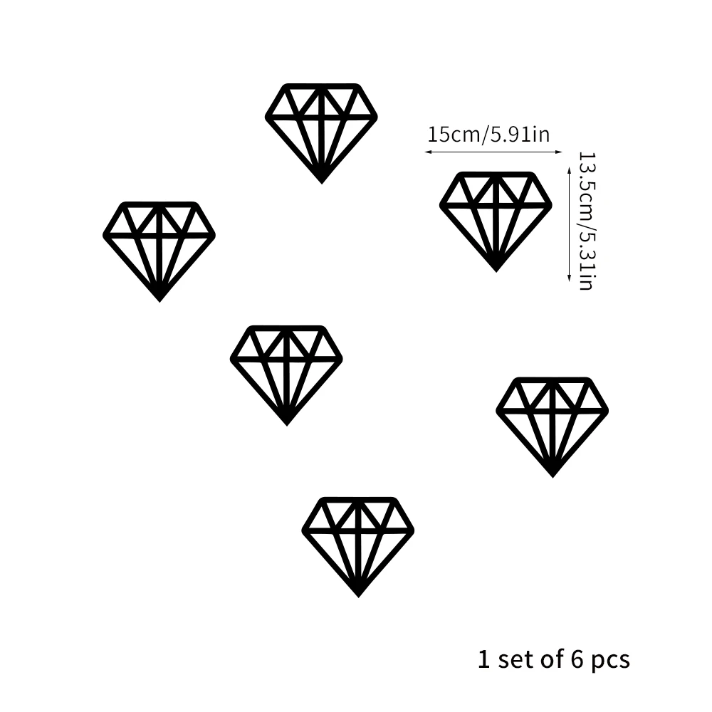 

Funlife 6pcs Creative Diamond Wall Decals Peel & Stick Children Room Kids Wall Stickers Easy to Clean Bathroom Mirror Stickers