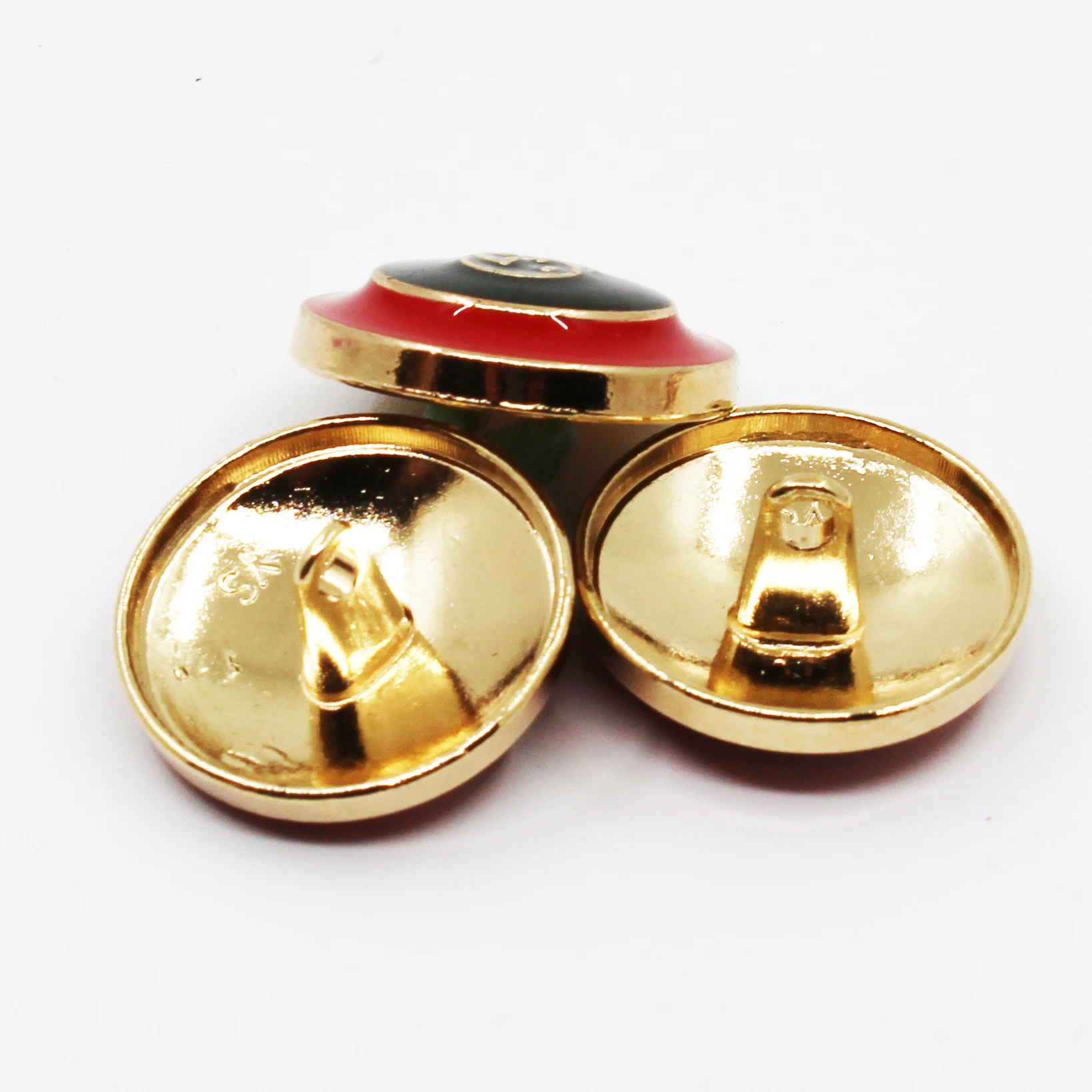 

Fashion 10pc red green shank button golden metal handmade sewing jacket sweater Windbreaker apparel DIY Wedding Decoration