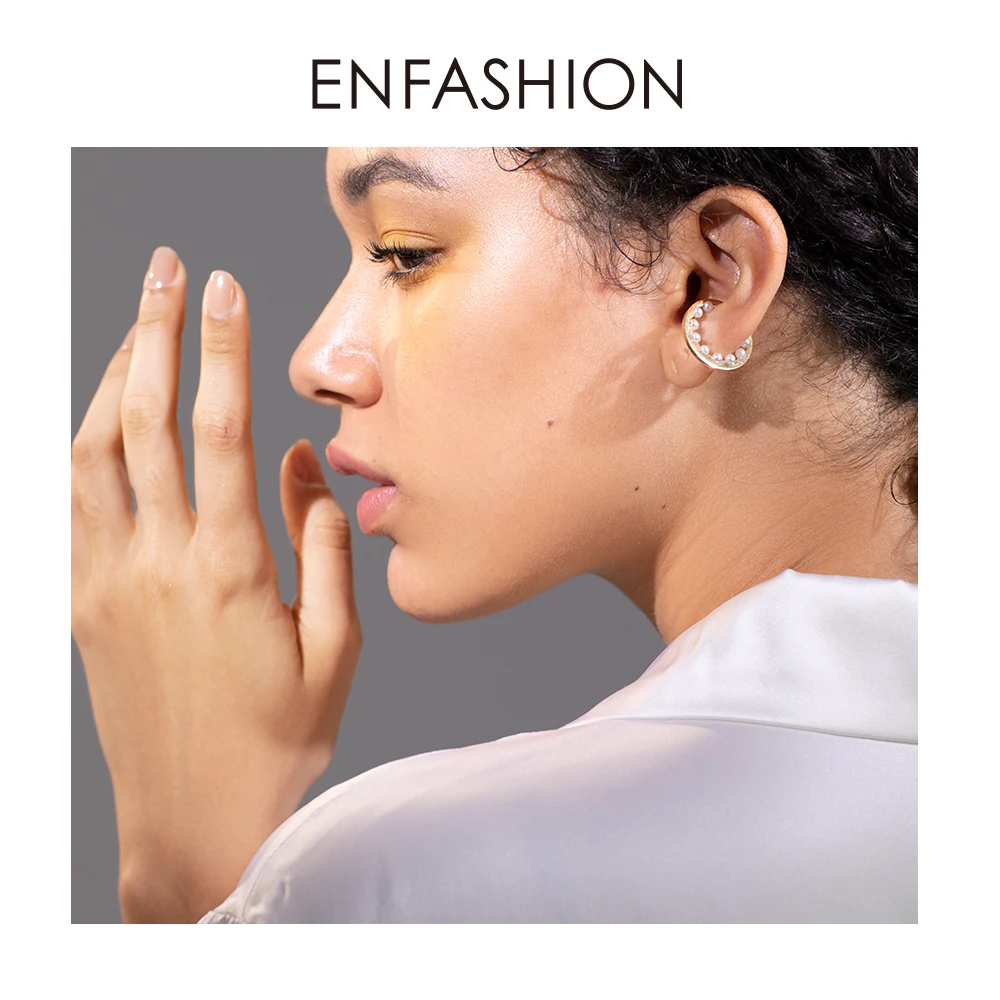 ENFASHION жемчужные серьги манжеты клипсы для женщин круг цвет золотой без пирсинга