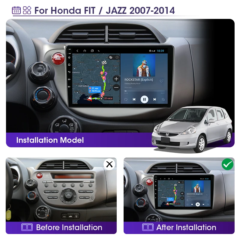Автомагнитола JMCQ 2DIN 2 ГБ + 32 Android 10 4G WiFi DSP CarPlay мультимедийный видеоплеер для HONDA FIT