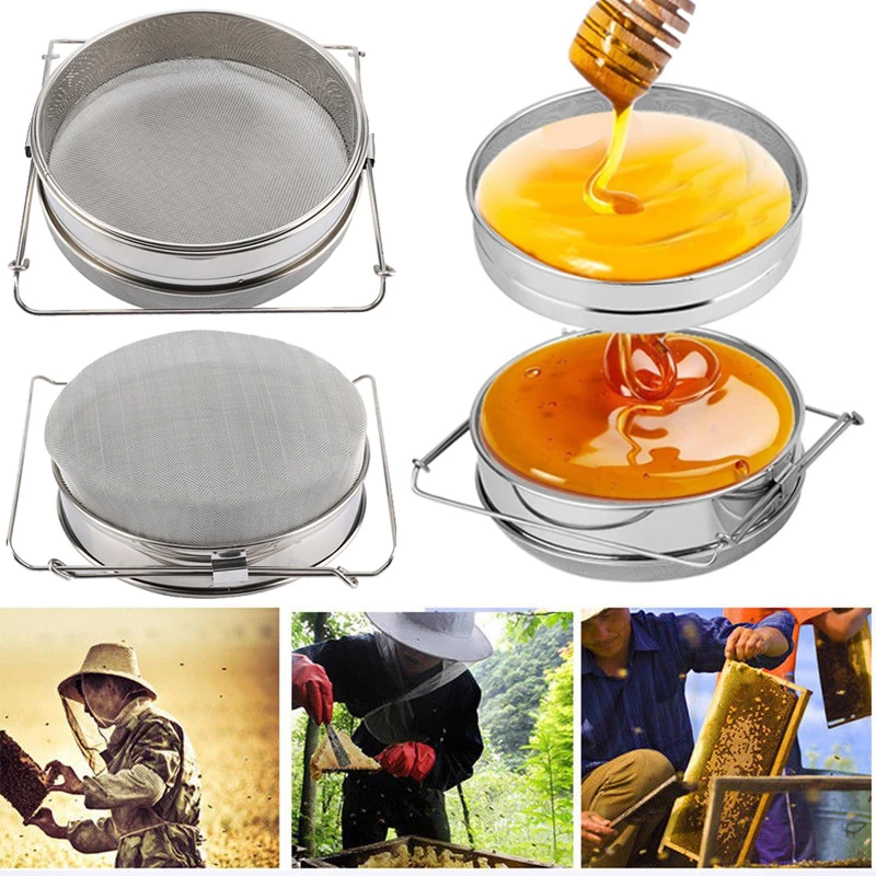 

Big Stainless Steel Beekeeping Equipment Double Honey Strainer Filter Sieve Hot Extractor Filter Mesh Screen Equipment Farm Tool