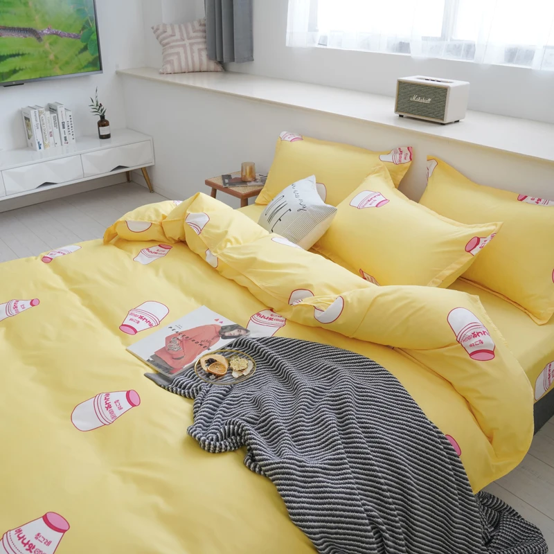 

Hot Sale Baby Bottle Bedding Cotton Printed Pillowcase Quilt Cover Bed Sheet Queen Size Bed King Size Bed Four-Piece Set