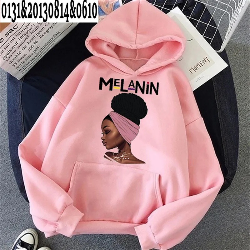 

2021 Fashion black girl magic hoodies women melanin poppin sweatshirt women BLM velcet thick wning coat winter autumn clothes