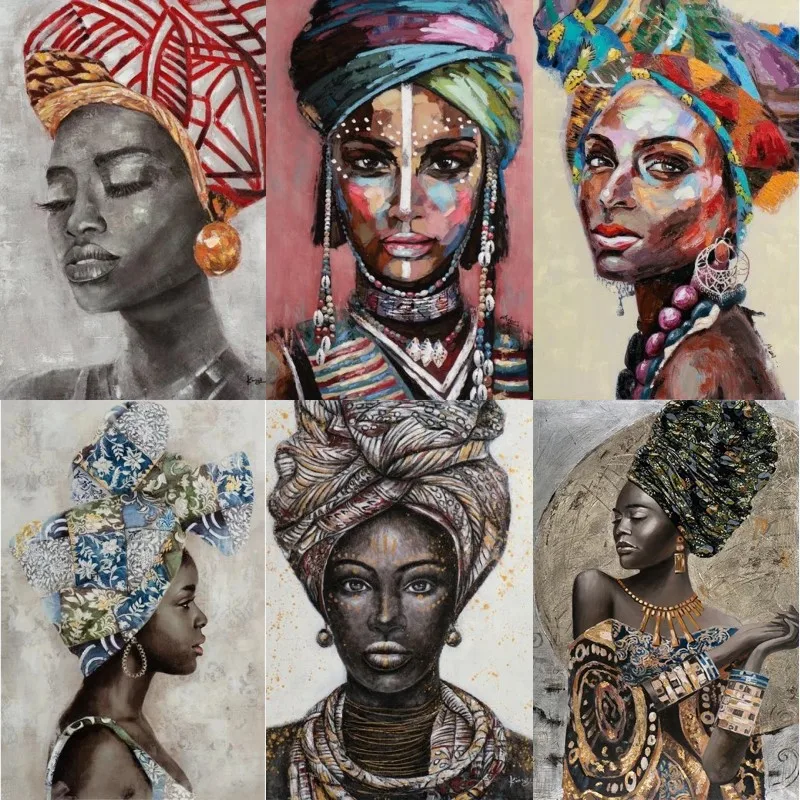 

African Black Woman Canvas Paintings Graffiti Art Posters and Prints Abstract African Girl on The Wall Art Pictures Room Decor