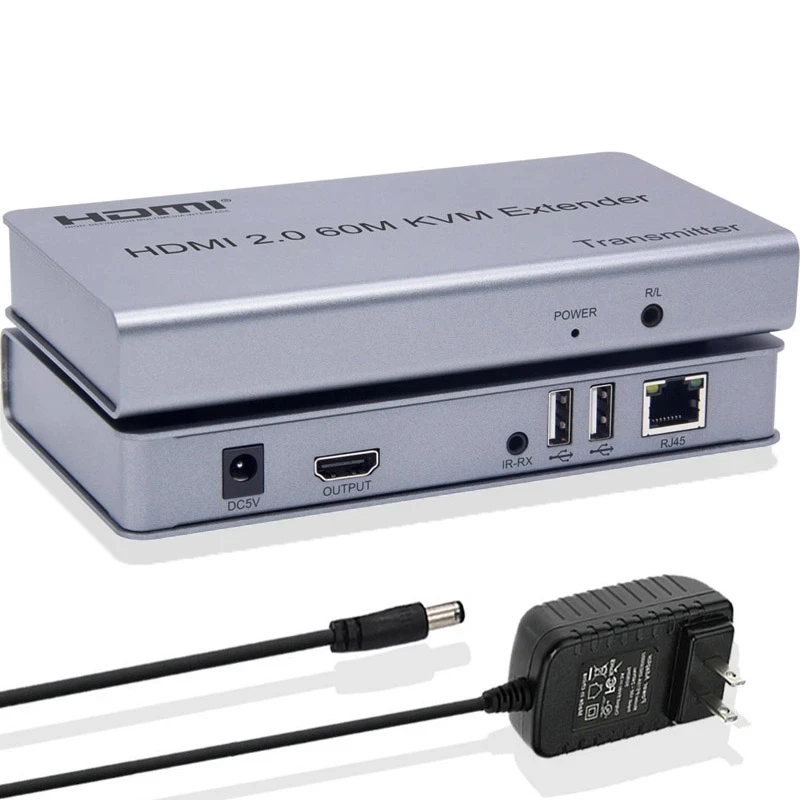 4k 60hz hdmi 2 0 usb kvm 60m hdmi kvm extender transmitter receiver via rj45 ethernet cat 5e 6 6e cable fit mouse keyboard free global shipping